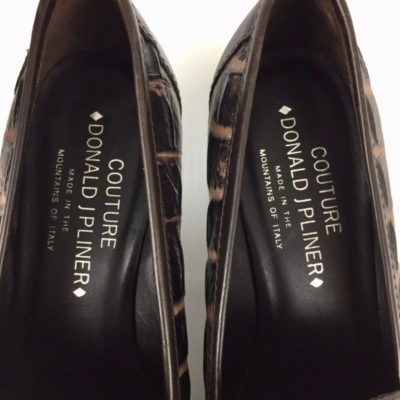 Donald J Pliner Couture Womens Narrow Mallow Brown Croc Print Pumps size 7.5N - Picture 11 of 16